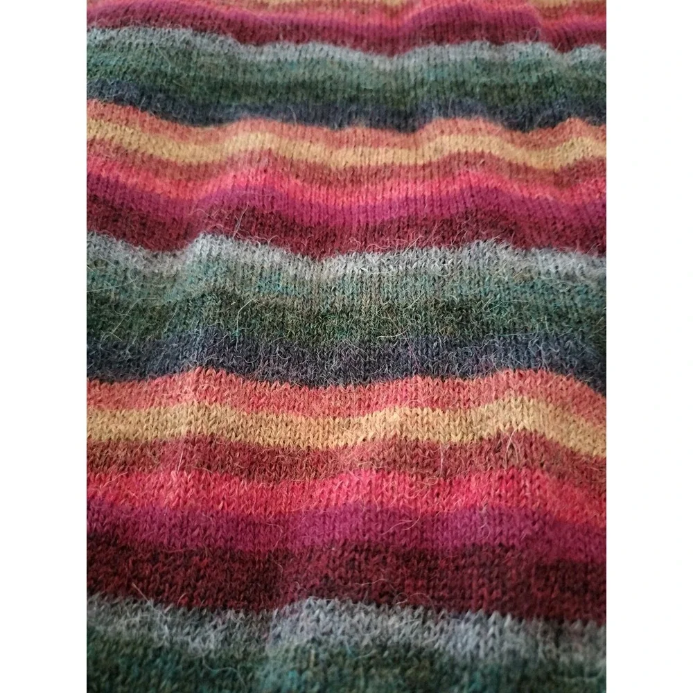 Novica 100% Alpaca Sweater Men Large Multicolor Striped Quarter Zip Pullover